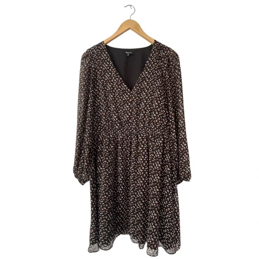 Madewell Resourced Georgette Button Front Mini Dress In Adorable Ditzy Size M - Picture 6 of 9
